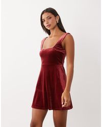 Vila - Square Neck Sleeveless Velvet Mini Dress - Lyst