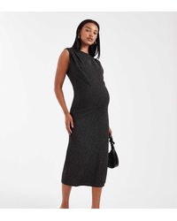 Mama.licious - Mamalicious Maternity Glitter Slash Neck Sleeveless Midi Dress - Lyst