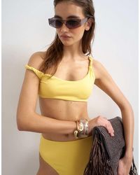 TOPSHOP - Tiana Off Shoulder Bikini Top With Twist - Lyst