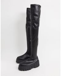 coconut chunky platform knee boots