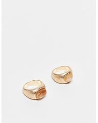 ASOS - Pack Of 2 Rings With Faux Stone Set Detail - Lyst
