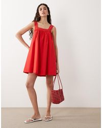 ASOS - Square Neck Lace Trim Mini Sundress - Lyst