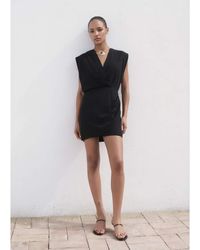Mango - V Neck Draped Sleeveless Mini Dress - Lyst