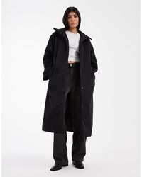 ASOS - Giacca Imbottita Taglio Lungo Nera Liscia - Lyst