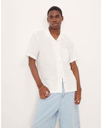 Mango - Chemise à manches courtes en coton texturé - crème - Lyst