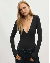 Stradivarius - V-neck Bodysuit With Under-bust Gathering - Lyst