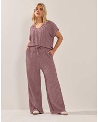 Yours Clothing - Bubble Textured Wide Leg Trousers - Lyst