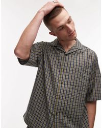 TOPMAN - Short Sleeve Boxy Textured Check Shirt - Lyst