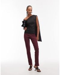 ASOS - Leggings Con Abertura Lateral Y Bajo Acampanado De Bengalina De -Morado - Lyst