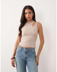 ASOS - Polyamide Slinky Slash Cut Out Shoulder Racer Top - Lyst