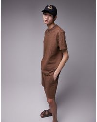 TOPMAN - T-shirt oversize marrone testurizzata - Lyst
