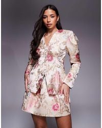 ASOS - Jacquard Extreme Shoulder Cinched Blazer - Lyst