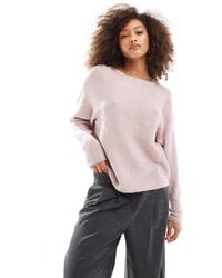 ONLY - Ribbed Wide Neck Knitted Jumper - Lyst