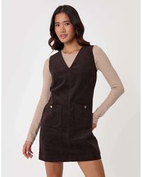 Threadbare - Corduroy V Neck Mini Dress - Lyst