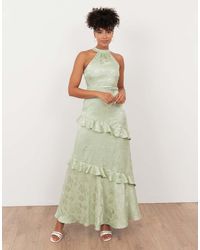 Maya - Floral Jacquard Satin Halter Neck Maxi Dress - Lyst