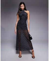 ASOS - Mesh Cross Over Halterneck Detail Maxi Dress With Sheer Skirt - Lyst