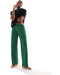 ASOS - – pyjama mit em t-shirt und grüner hose mit waffelstruktur - Lyst