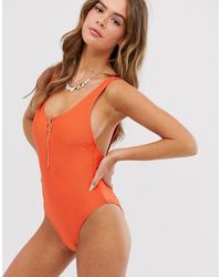 New Look Badpak Met Rits - Oranje