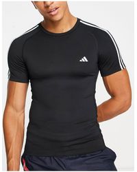 adidas Originals - Adidas - training tech fit - t-shirt nera con 3 strisce - Lyst