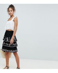 ASOS Minifalda de verano con bordado con diseño escalonado - Negro