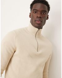 SELECTED - Pull en maille 100 % coton à demi fermeture éclair - crème - Lyst