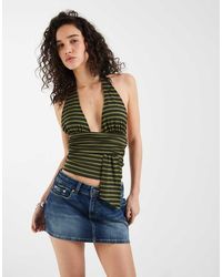Motel - Prilla Striped Halter Neck Top - Lyst