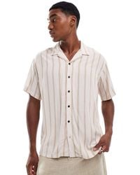 JJ Rebel - Revere Collar Short Sleeve Shirt With Stripe - Lyst