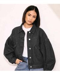 PixieGirl - Petite Denim Balloon Sleeve Jacket - Lyst