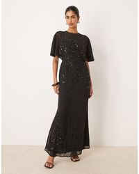Maya - Floral Embellished Angel Sleeve Maxi Dress - Lyst