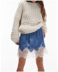 TOPSHOP - Satin Lace Petticoat Mini Skirt With Bow Detail - Lyst