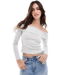 Stradivarius - Top à manches longues et épaules dénudées - Lyst