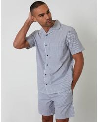 Threadbare - Cotton Stripe Short Sleeve Shirt & Shorts Pyjama Set - Lyst