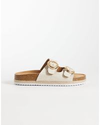 ASOS - Wide fit – jenna – espadrilles-pantoletten aus naturfarbenem leinen, breite passform - Lyst