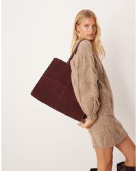 Mango - – strukturierte tragetasche aus wildleder - Lyst