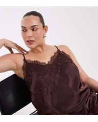 ONLY - Asymm Lace Hem Satin Cami Top - Lyst