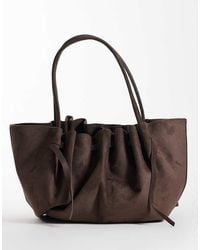 Gina Tricot - Ruched Suede Tote Bag With Long Straps - Lyst