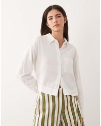Nobody's Child - Dune Cheesecloth Long Sleeve Cropped Shirt - Lyst