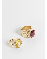 Reclaimed Vintage - Hammered Two Pack Of Stone Set Rings - Lyst