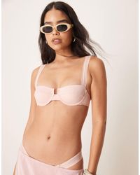 Free Society - Mesh Ruched Side Bikini Bottom - Lyst
