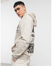 Bershka roman back print hoodie in stone Clearance