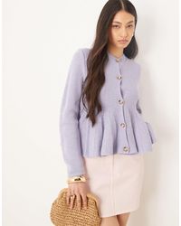 ASOS - Crew Neck Cardigan With Structured Frill Hem - Lyst