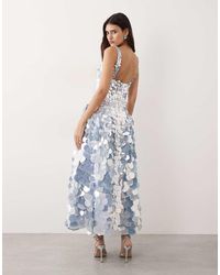 arrange embellished disc sequin square neck full skirt midi dress in Blue this midi dress combines comfort with eye ARRANGE Embellished Disc Sequin Square