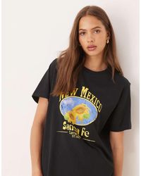 ASOS - Camiseta Negra De Corte Estándar Con Estampado Gráfico De Girasol Y Texto "New Mexico" De - Lyst