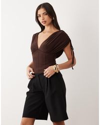 ASOS - Deep Ruched Off The Shoulder Top - Lyst