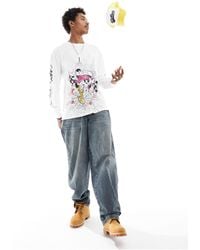 Ed Hardy - Long Sleeve Skater T-shirt With Mix Graphics - Lyst