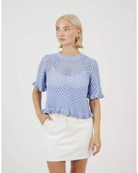 Brave Soul - Open Knit T Shirt With Frill Hem - Lyst