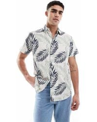 JJ Rebel - Camicia A Maniche Corte Sporco Con Stampa Di Palme - Lyst