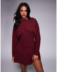 ASOS - Supersoft Slash Neck Blouson Batwing Mini Dress - Lyst