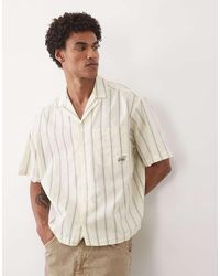 ASOS - Boxy Oversized Stripe Poplin Revere Shirt With Embroidery - Lyst