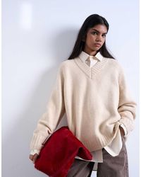 TOPSHOP - Knit Clean V-neck Sweater - Lyst